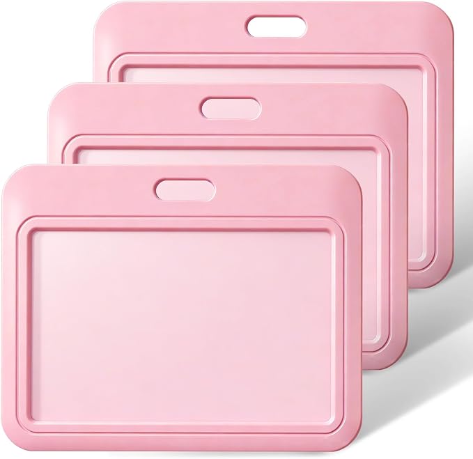 Uniclife 3 Pack Sliding ID Badge Holder Pink Horizontal Hard Plastic Case by UnicLife
