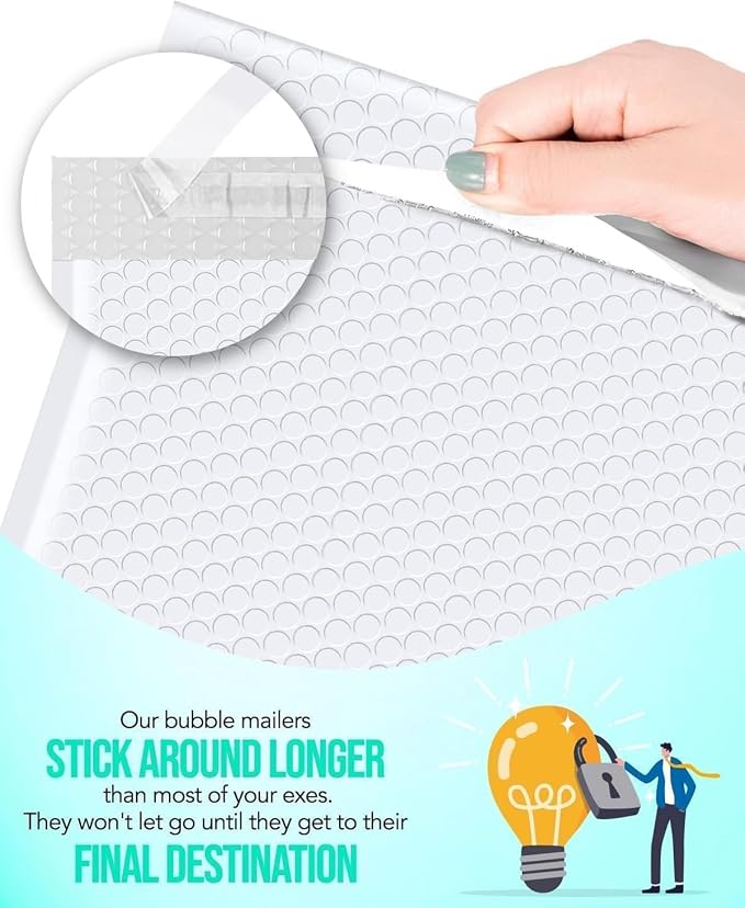GSSUSA White Bubble Mailers 10x13 Padded Envelopes 500 Pack Self-Seal Packaging - Image 5