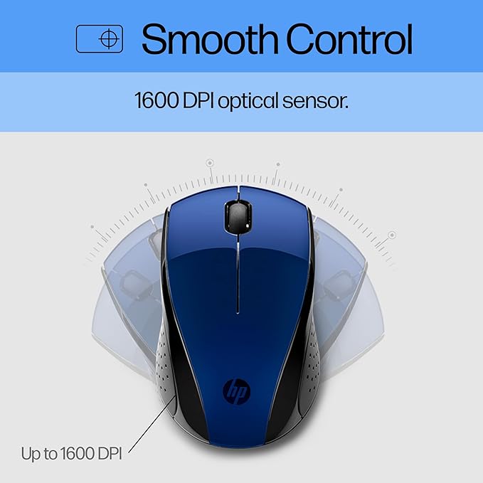HP X3000 G3 Wireless Mouse - Blue, 15-Month Battery, Side Grips for Control, Travel-Friendly, Blue LED, Powerful 1600 DPI Optical Sensor, Compatible with Wins PC/Laptop, Mac, Chromebook (683N8AA#ABL)-DeskLoop Office