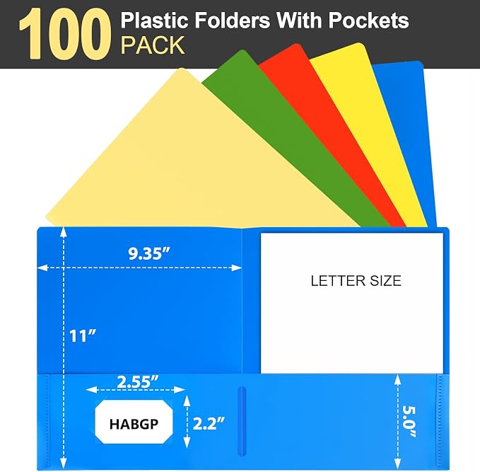 Habgp 100 Pack Plastic Folders - Image 2