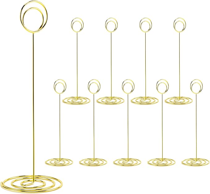 Hoewina 10Pcs Place Card Holder, Table Number Holders, Wire Picture Holder by Hoewina