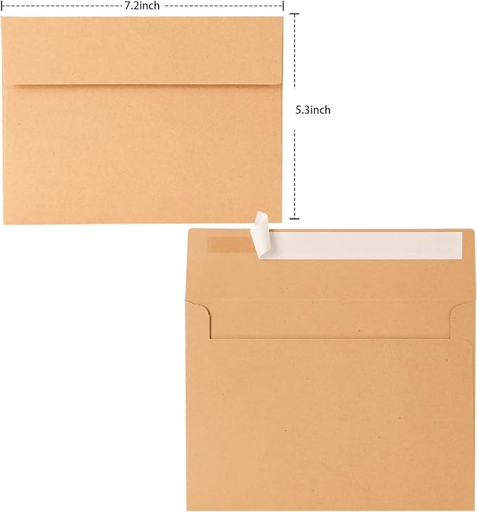 Kraft Kraft Paper Envelopes, 50 Pack, 5 x 7 Inch, Personalize Gift, Invitations - Image 3