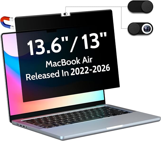 Peslv Magnetic Privacy Screen for Macbook Air 13.6/13 Inch, Removable Matte by peslv