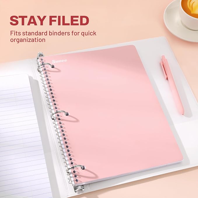 SUNEE Spiral Notebooks, 3 Pack, College Ruled Paper, 70 Sheets per Notebook - Image 3