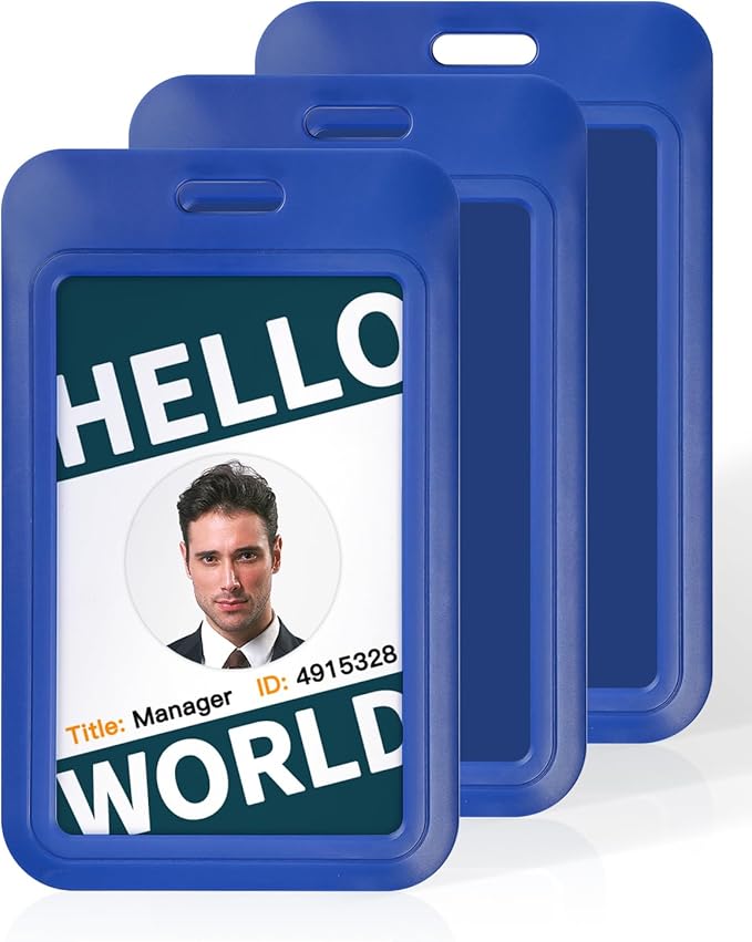 Uniclife 3 Pack Sliding ID Badge Holder Vertical Hard Plastic Case - Image 8
