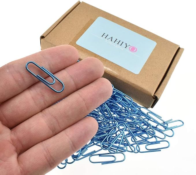 HAHIYO Paper Clips 1.1" Length Blue Paperclips Bright Colors Vinyl Coated by HAHIYO