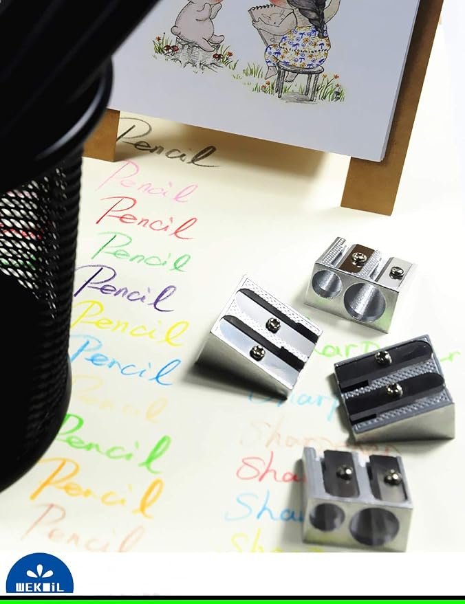 Pencil Sharpeners Manual Twin Metal Dual Sharpening Blade Double Holes - Image 6