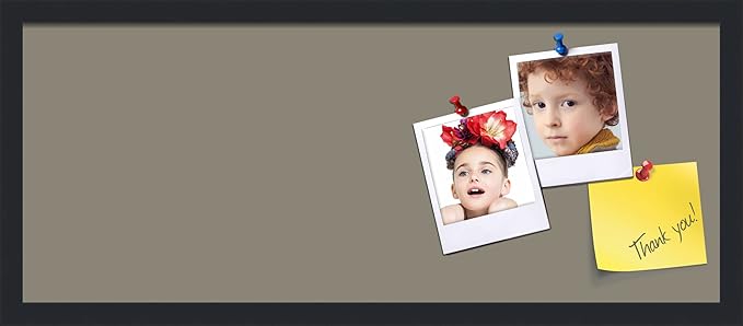 PinPix 30x12 Inch Cork Bulletin Board. This Decorative Framed Pin Board Comes with Pewter Design and a Satin Black Frame. Ideal for Home Office Decor or Message Board (PinPix-1812)-DeskLoop Office