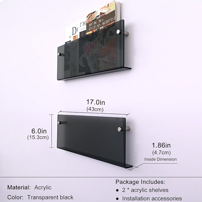 2 Pcs Acrylic Magazine Rack, Hanging Bookshelf Literature Storage Rack - Image 2
