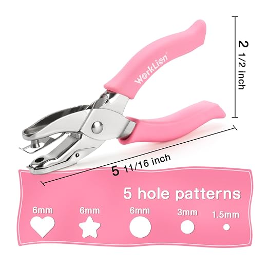5pc Mini Shaped Hole Punch:Worklion Hand Paper Puncher Easy to Get Star Hole - Image 3