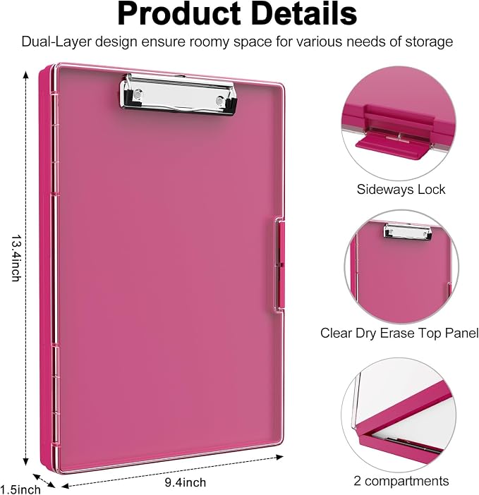 Piasoenc Clipboard with Storage, 8.5 x 11 Clip Boards with 2 Storage, Folio & - Image 2