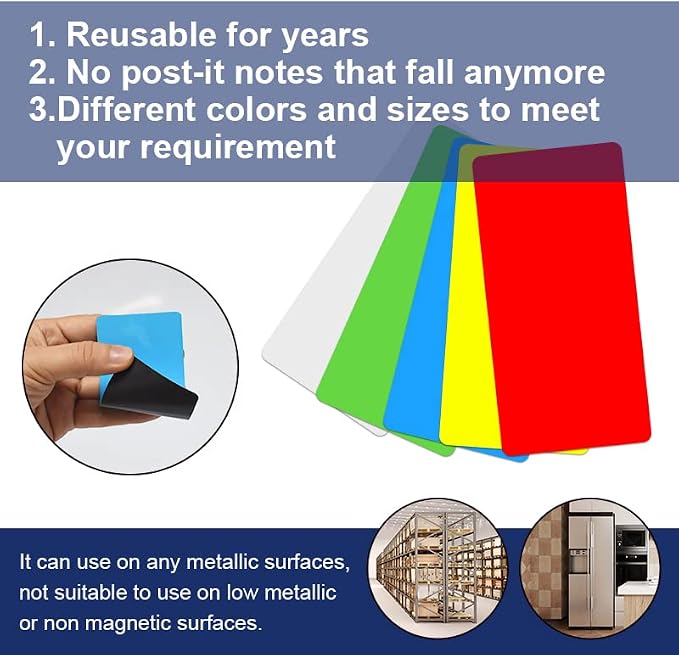 Dry Erase Magnetic Labels, 4x2 Inch, 40 Pieces in 5 Colors, - Image 7