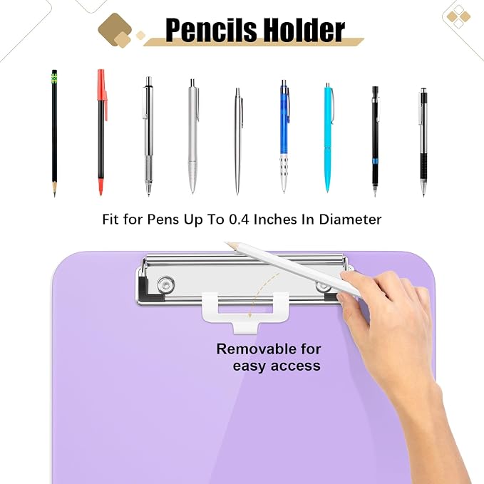 Hongri Plastic Clipboard with Pen Holder, Nurses and Women, Low Profile Clip - Image 2