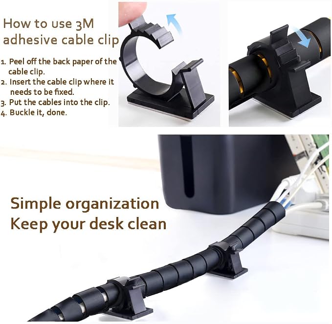 PC Cable Management Sleeve Tube Desk Cord Organizer 2 PCS Black, 7/8 inch -5 ft - Image 6