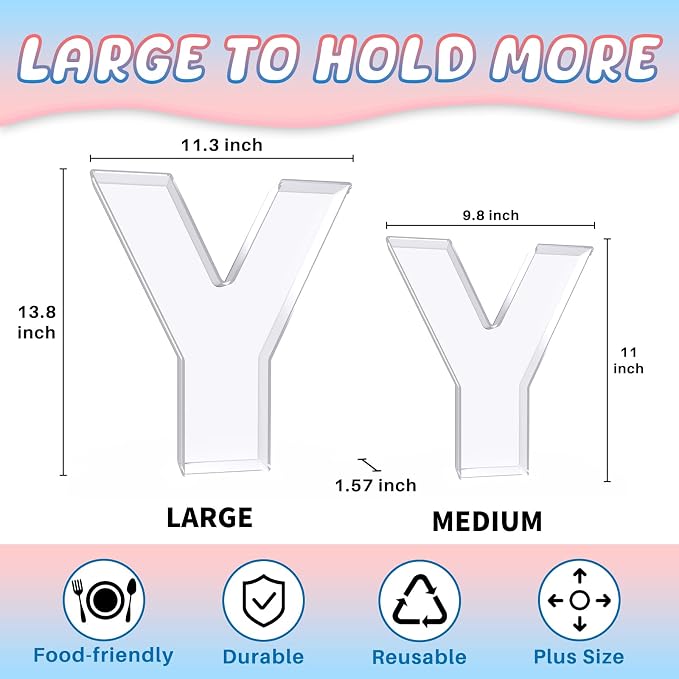 13.8" Extra Large Acrylic Letter Charcuterie Board Box, Reusable Fillable - Image 2