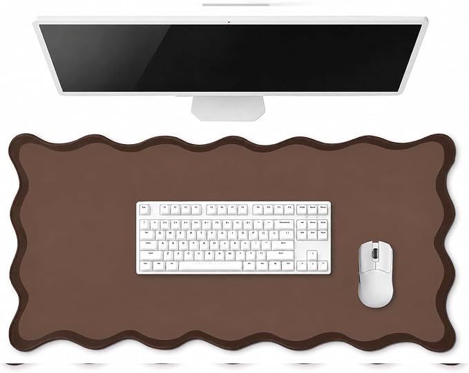 Hahafelt Scalloped Desk Mat Large Desk Pad Cute Coquette Table Mat Back to by Hahafelt