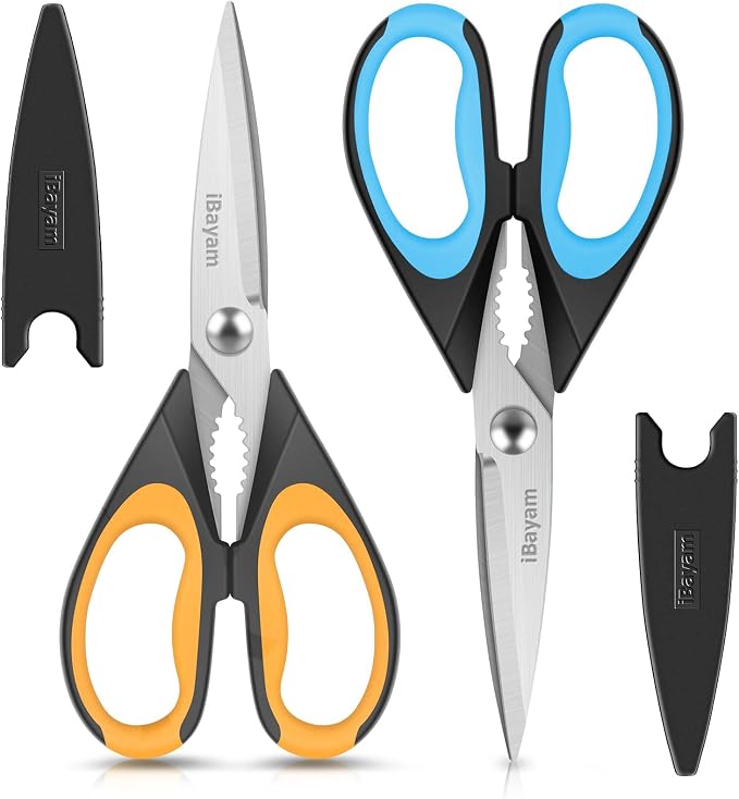 Kitchen Scissors, iBayam 2-Pack Kitchen Shears, 9 Inch Heavy Duty Dishwasher by iBayamDirect