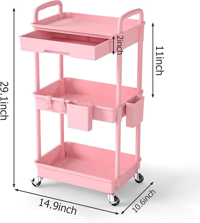 3 Tier Rolling Utility Cart - Image 2