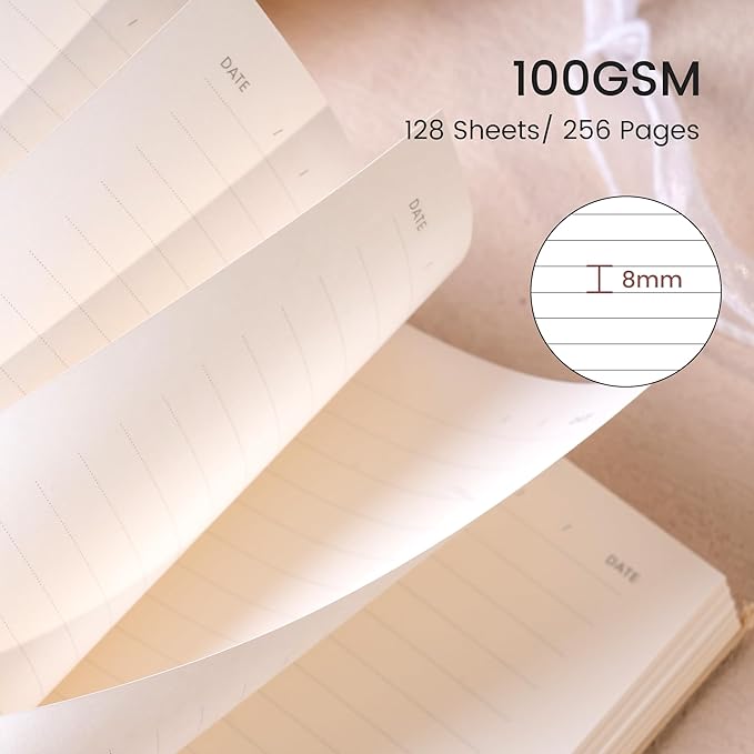 CAGIE Lined Journal Notebook for Women Men, A5 Hardcover Linen Journals For Writing 256 Pages, Aesthetic Womens Diary, Gifts 8.3'' x 5.7'' Olive-DeskLoop Office