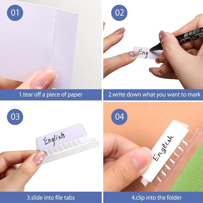 File Folder Tabs 40PCS Suspension Hanging File Folder Labels Clear Plastic - Image 4