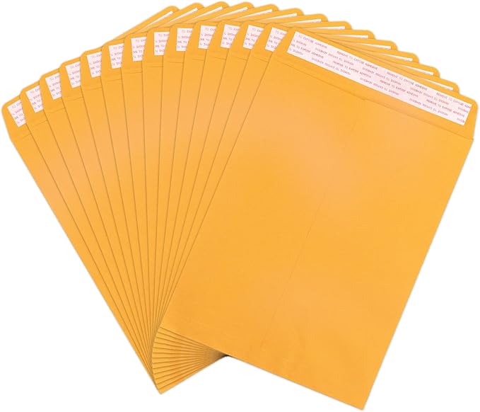 Manilla Envelopes 9x12 Self Seal 100 PCS, Goefun Brown Kraft Large Envelopes by Goefun