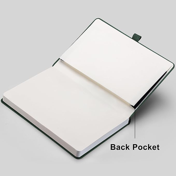 RETTACY Blank Journal Notebook, 2-Pack, 192 Pages per Pack, A5 Medium Size (5.7'' x 8.3''), Leather Hardcover, 100 GSM Thick Paper, for Sketching, Drawing, Painting (Black & Light Green)-DeskLoop Office