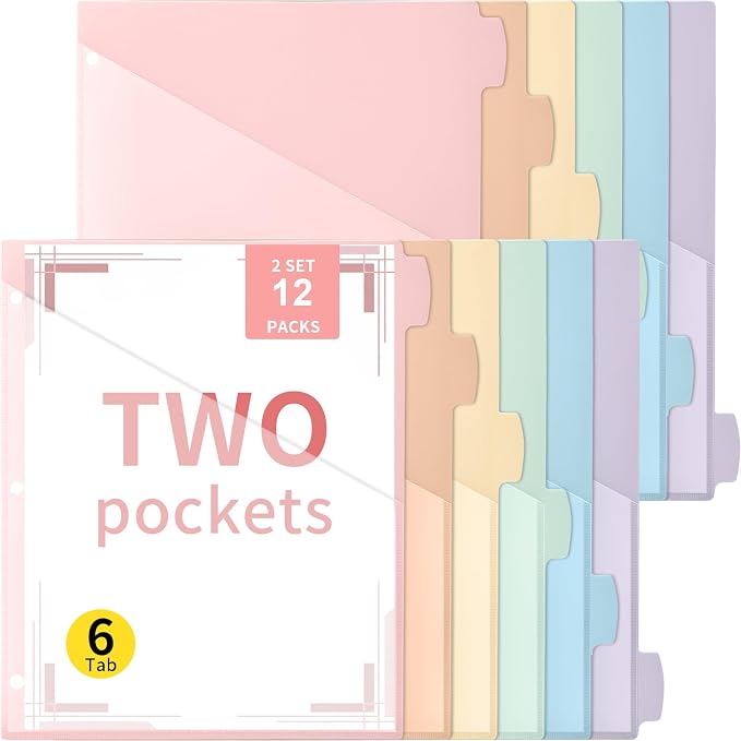 Epakh 12 Pcs Binder Dividers for 3 Rings Binders Index Dividers by Epakh