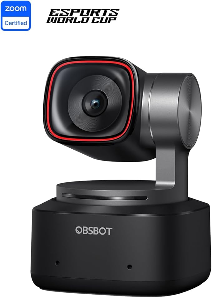OBSBOT Tiny 2 Webcam 4K Voice Control PTZ, AI Tracking Multi-Mode & Auto Focus, Web Camera with 1/1.5" Sensor, Gesture Control, 60 FPS, HDR Light Correction, Webcam for PC, Streaming, Meeting, etc.