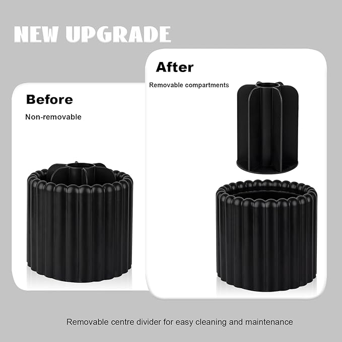 Anyoifax 360 Rotating Makeup Brush Holder 7 Slots Make Up Brush Organizer Removable Spinning Cosmetic Brushes Storage Pen Holder for Vanity, Dresser, Desk, Black-DeskLoop Office