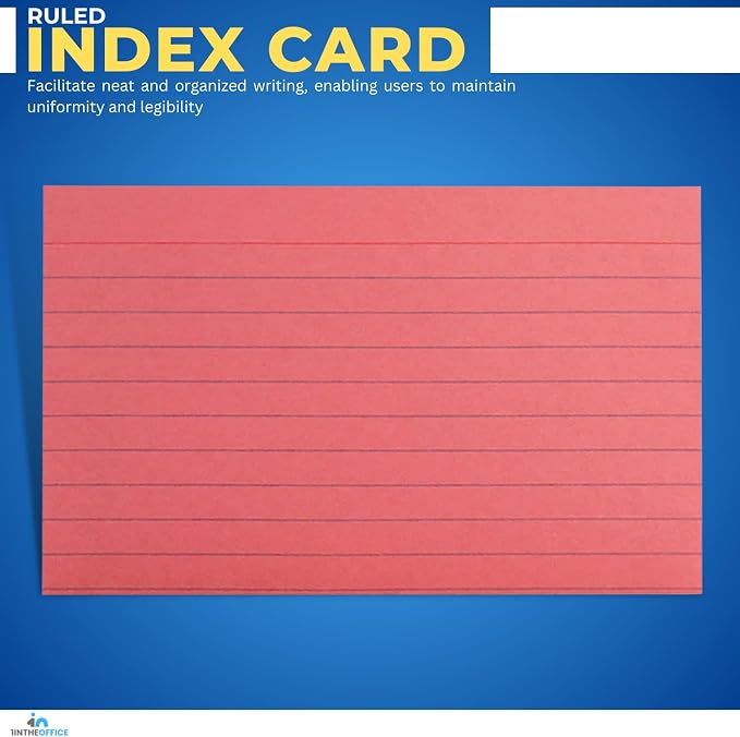 1InTheOffice Ruled Red Index Cards 3x5, Cherry Red - Image 3
