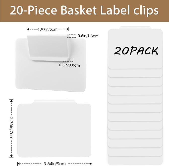 20pcs White Basket Labels Removable PVC Labels | Clip On - Image 2