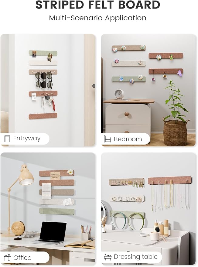 Fluxynara Cork Board Alternative Felt Strip Board 5-Pack 13"x2", Office Pin - Image 6
