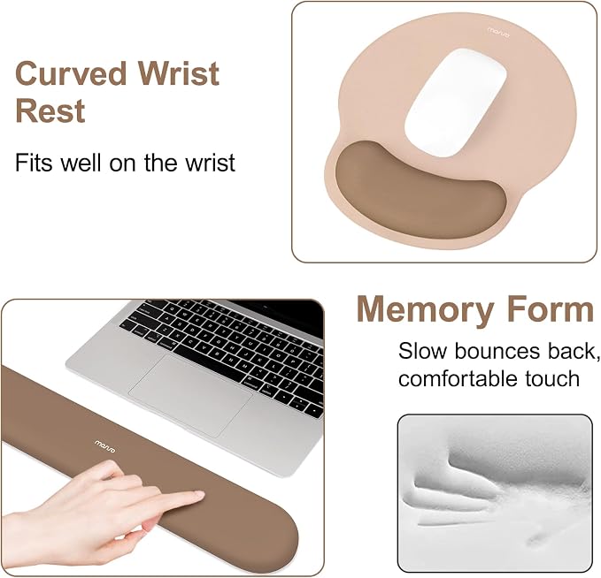 MOSISO Wrist Rest Support for Mouse Pad&Keyboard Set, Circle Curved Ergonomic - Image 5