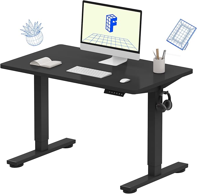 FLEXISPOT EN1 Whole-Piece Standing Desk 40 x 24 Inches Electric Height Adjustable Small Desk for Home Office (Black Frame + 40 in Black Top)-DeskLoop Office