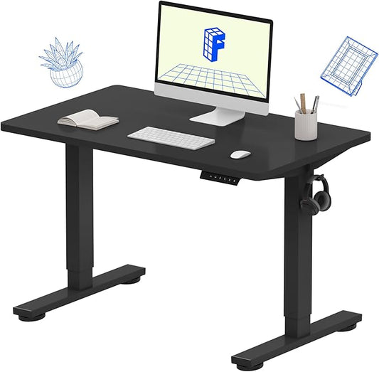 FLEXISPOT EN1 Whole-Piece Standing Desk 40 x 24 Inches Electric Height Adjustable Small Desk for Home Office (Black Frame + 40 in Black Top)-DeskLoop Office
