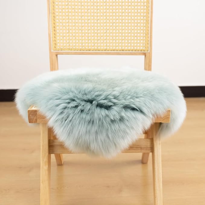 LLB Sheepskin Chair Cushion Non-Slip Back Square Genuine Fur Chair Cover Silky - Image 3