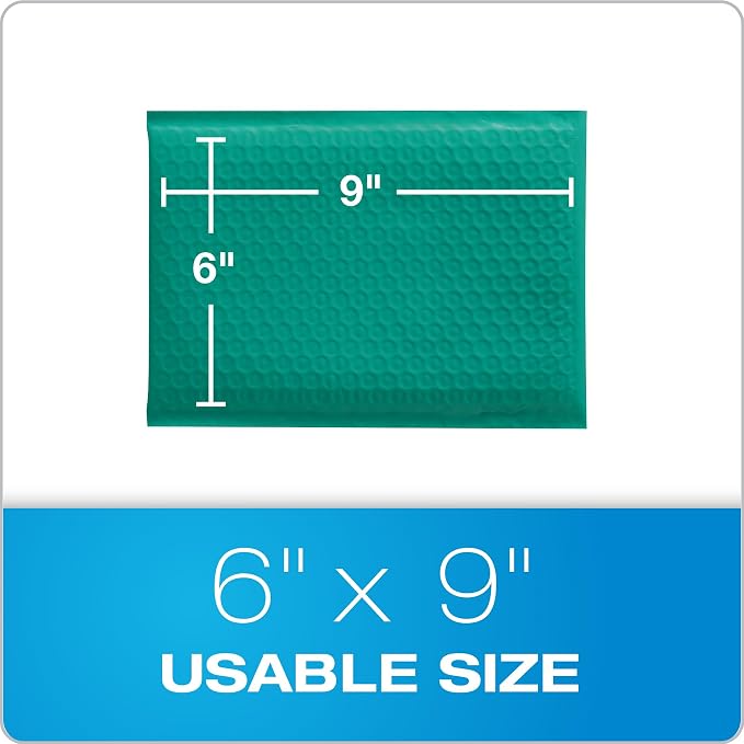 Quality Park Bubble Mailers, 6 x 9, Turquoise Poly Mailers, Padded Envelopes - Image 6