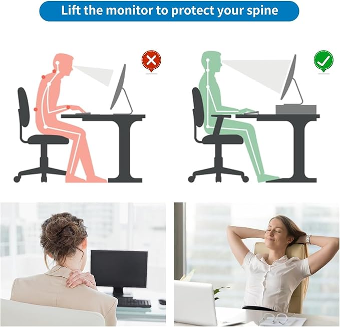 gianotter 2-Tier Metal Monitor Stand Riser, Desk Organizer for Monitor, Office Desk Storage Organizer for Office Supplies (Dark Green)