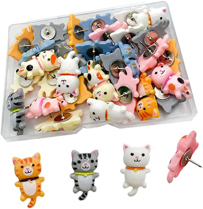 30 pcs Cute Cat Creative Push Pin Cute Decorative Thumbtacks Photo Memo Note by SSYHQAX