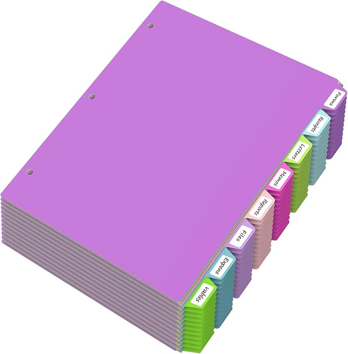 HABGP 96Pcs/12 Set Binder Dividers by HABGP