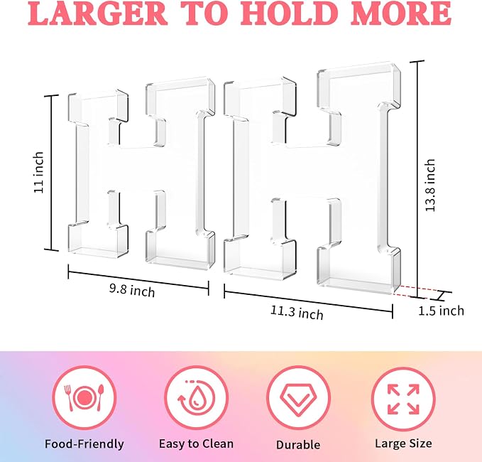 13.8" Acrylic Letter Charcuterie Tray, Charcuterie Letters Fillable Box - Image 2