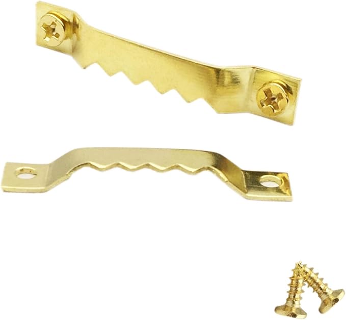 50 Pack Small Sawtooth Picture Hangers Steel Picture Hangers Picture Frames Hangers with Screws Picture Hang Solutions, for Hanging Clock Paintings Artwork Picture Frame Hook Photos(Gold)-DeskLoop Office