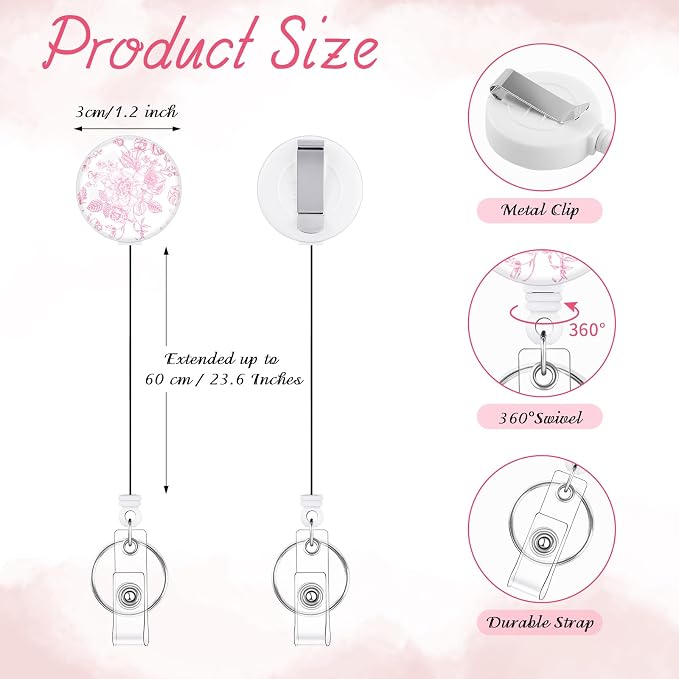 BESARME 3 Pack Badge Reels Retractable Badge Clip - Image 2