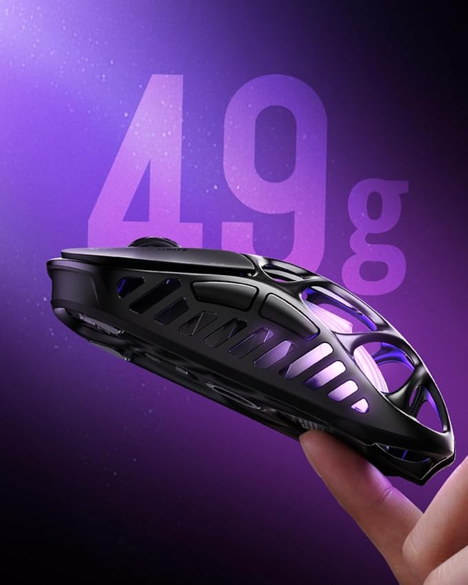 GravaStar Mercury X Wireless Gaming Mouse – 32,000 DPI PAW 3950 Sensor, 1000Hz Polling Rate, Only 49g, Magnesium Alloy Hollow Frame, RGB Lighting, 5 Programmable Buttons-DeskLoop Office