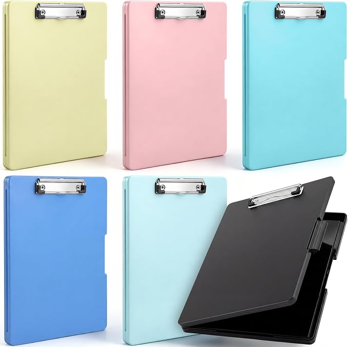 6 Pack Clipboard with Storage, 12.4 x 9.5 Inch Plastic Storage Clip Boards with by Unknown