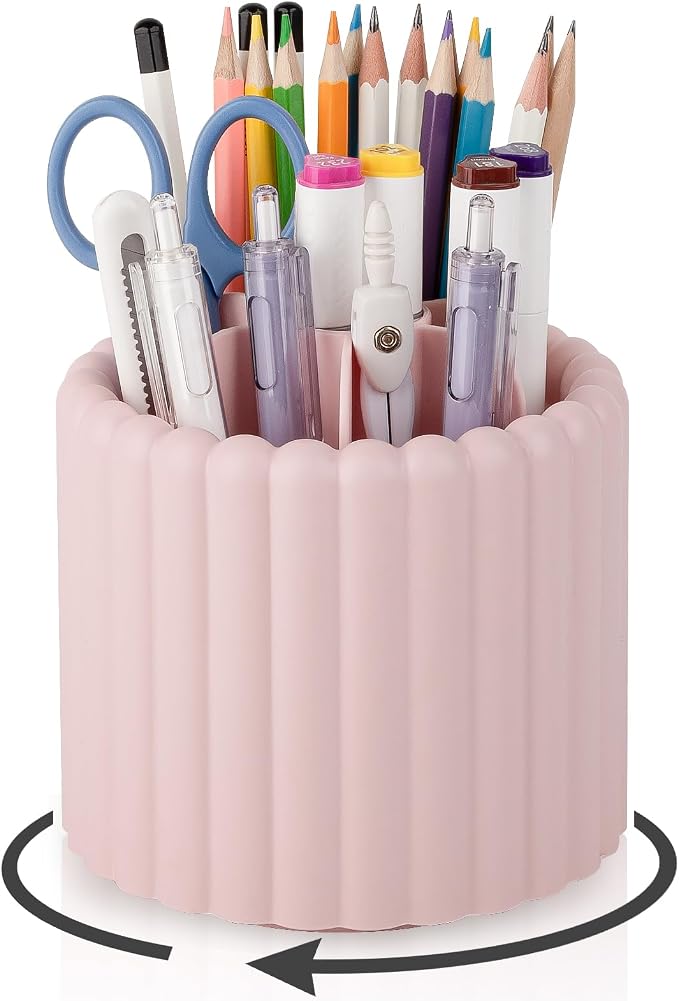 Anyoifax 360° Rotating Pen Holder 7 Slots Desk Organizer Removable Pencil Cup by Anyoifax