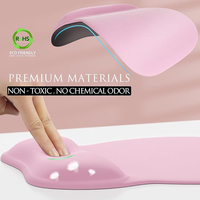 MROCO Ergonomic Mouse Pad with Gel Wrist Rest, 9.4 x 8.1 in, Pale Pink | - Image 3