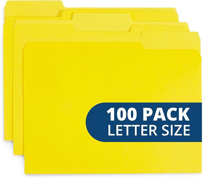 File Folder, 1/3 Cut Tab, Letter Size, 100 Per Box by BlueSummitSupplies