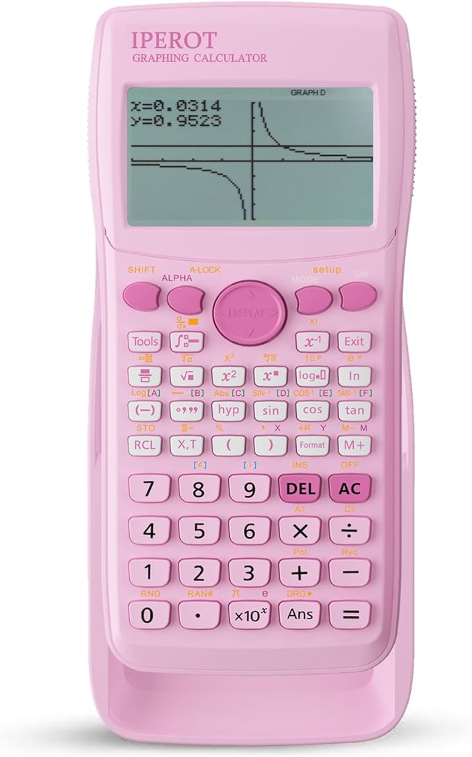 Scientific Calculators with Graphing Calculator, IPEROT Pink Scientific Calculators 10 Modes/ 4 Graphing Functions, Desktop Math Calculator Ideal for School Supplies, Students, College, Teachers-DeskLoop Office