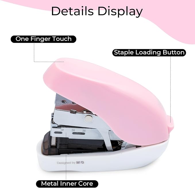 M&G Mini Stapler with Staples, Small Pink Effortless Stapler Set, 20 Sheet - Image 6
